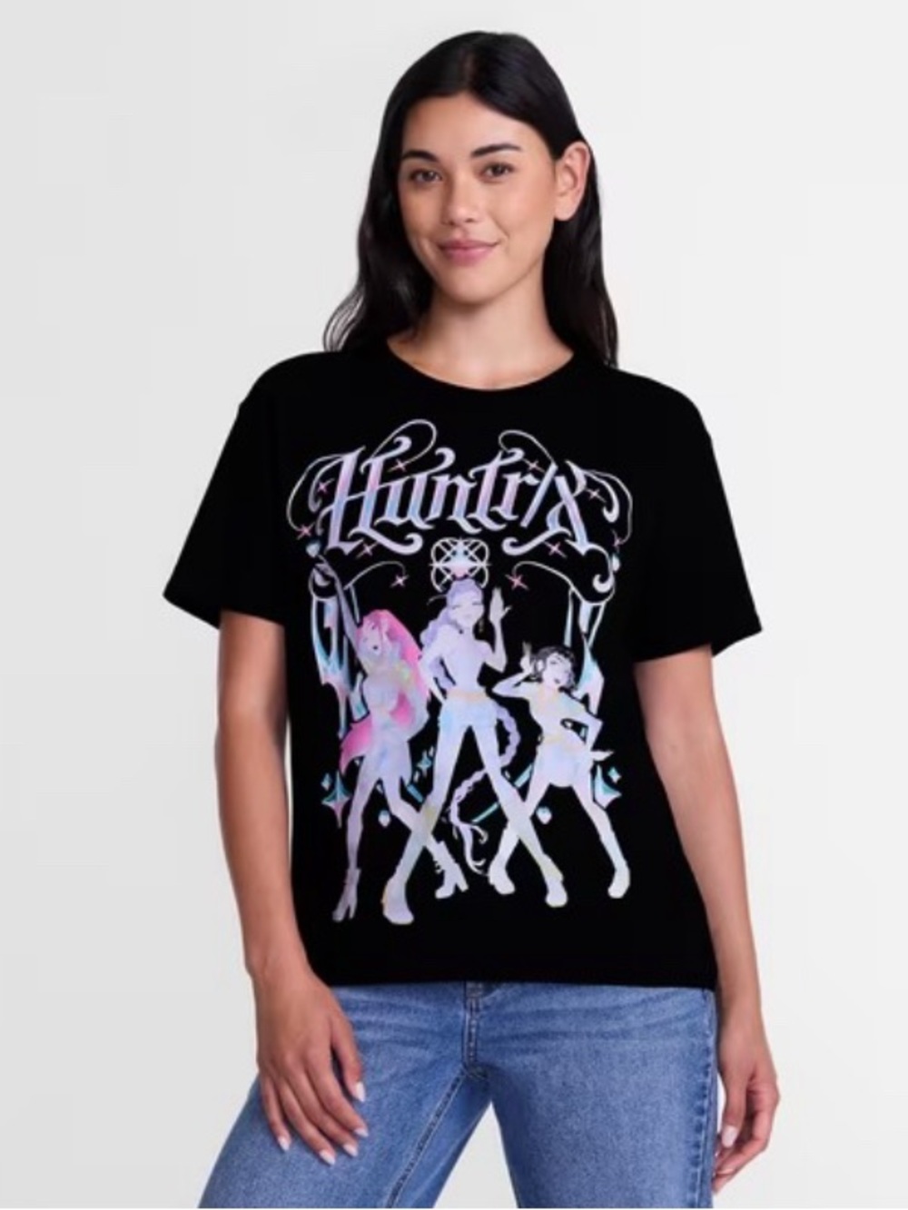 K-Pop Demon Hunters Women's Huntrix Graphic Tee with Short Sleeves
